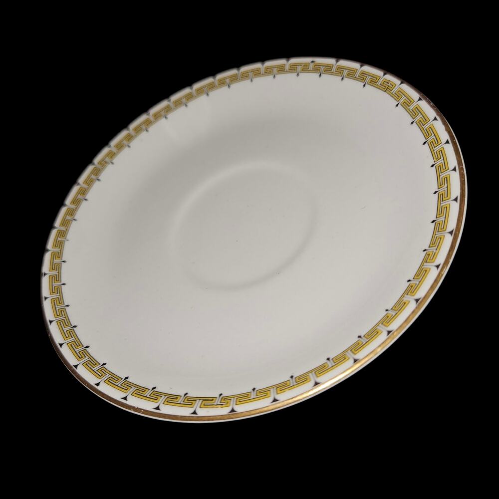 Set of 4 Cleveland China 720 Gold Greek Key Pattern Vintage Saucers